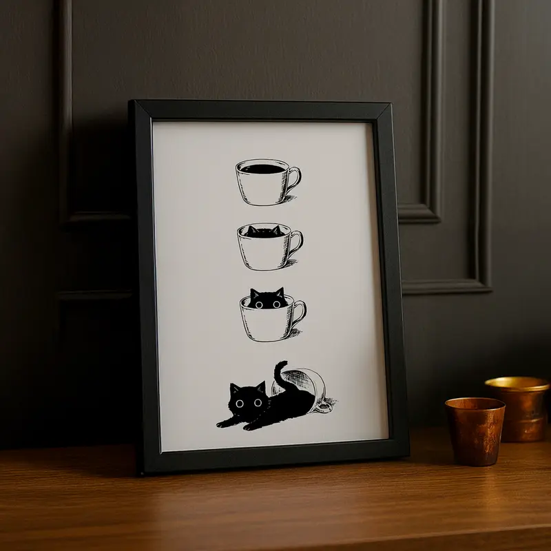 Cadre photo Café - Chat