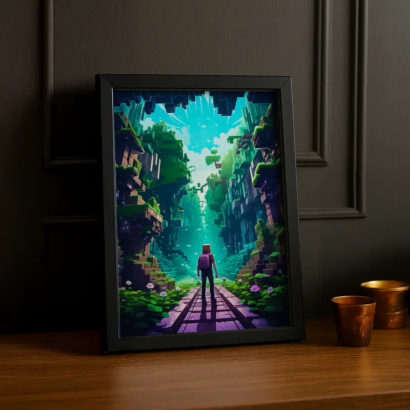 Cadre photo Minecraft - Cavernes et falaises