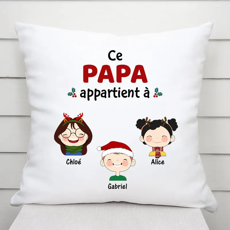 Ce Papi Appartient À - Cadeau Personnalisé | Coussin Pour Papa Papi