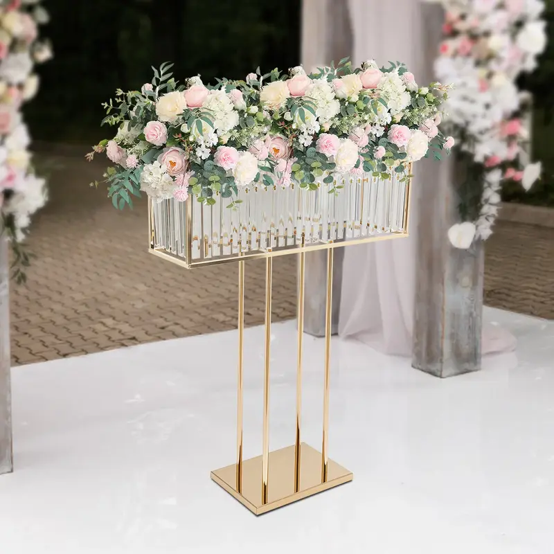 Présentoir à Fleurs Mariage Doré à Pampilles Cristal