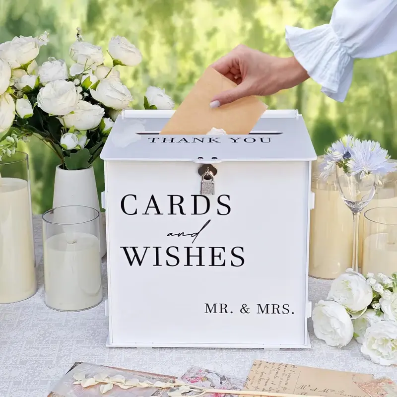 Urne mariage acrylique à fente pour enveloppes
